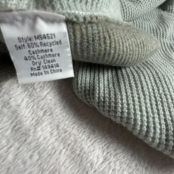 Calme Johnny Was Cashmere Sweater Women’s Green Waffle Knit Pullover Medium - Picture 4 of 8